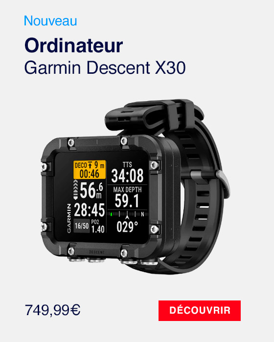 ordinateur garmin descent x30 sur fond blanc